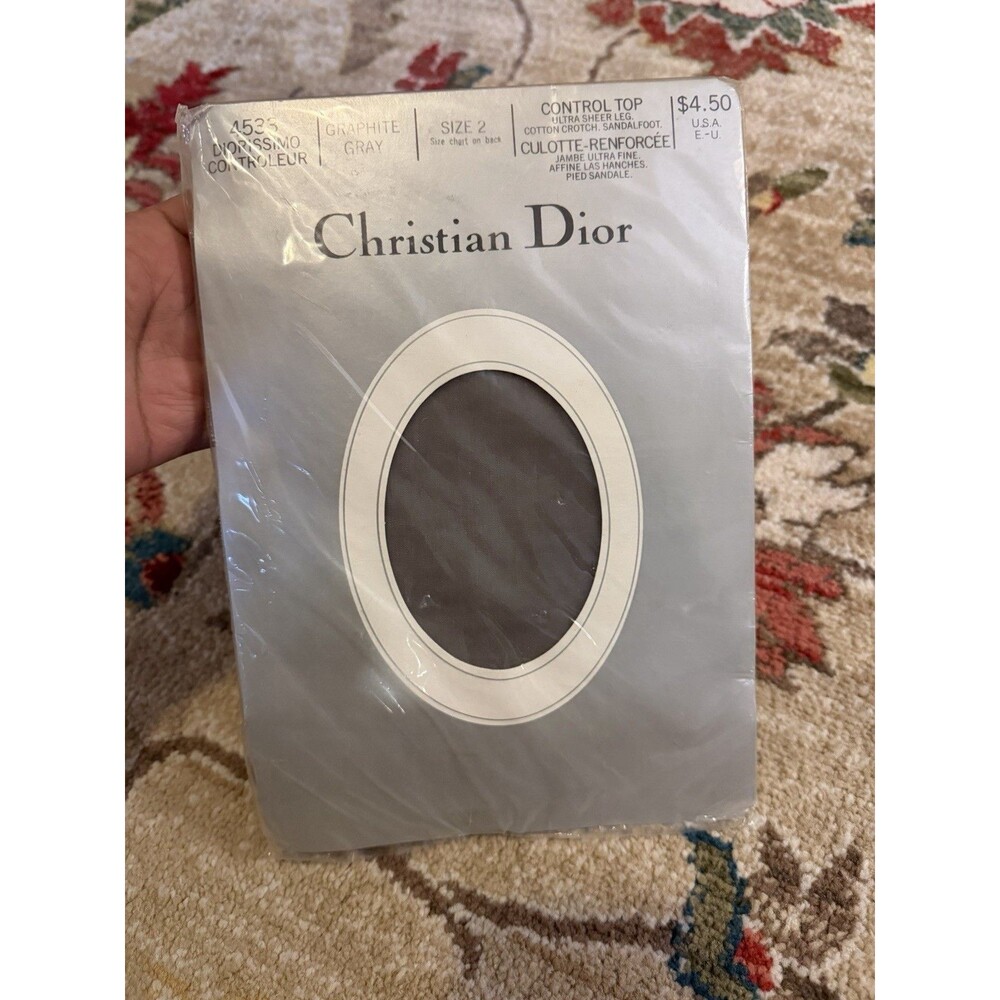 Christian Dior Diorissimo Ultra Sheer Control Top Pantyhose Graphite Gray Size 2